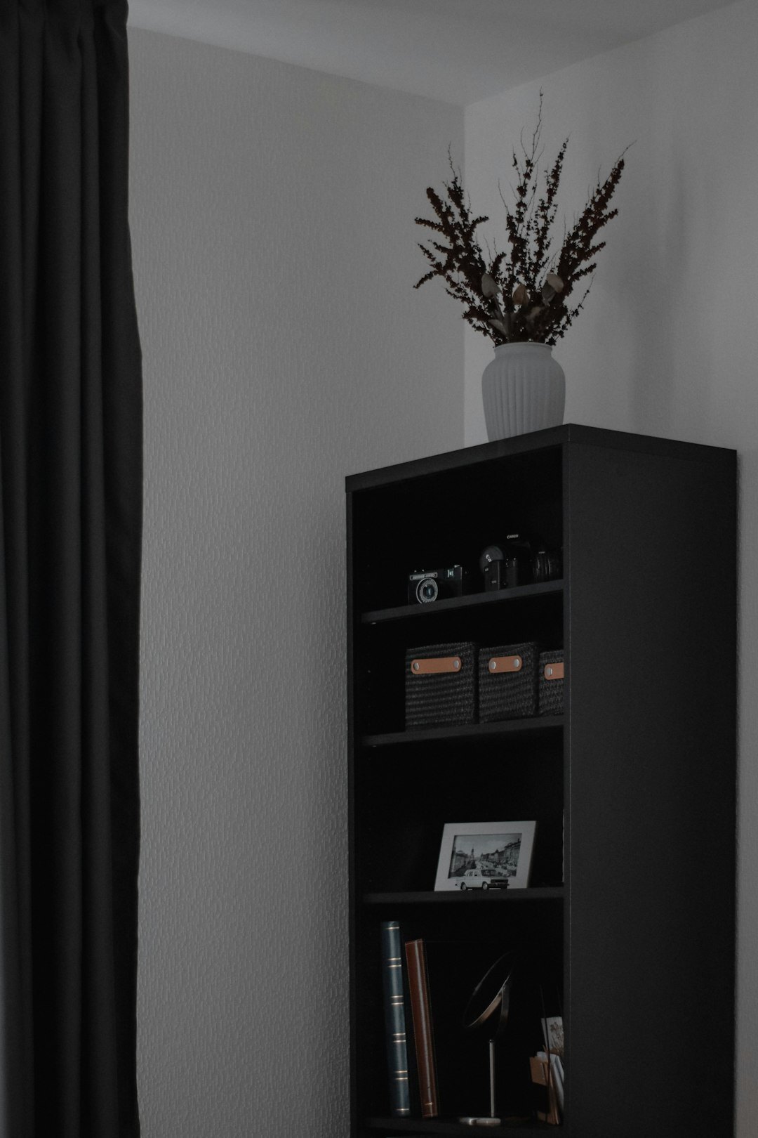dark room with book