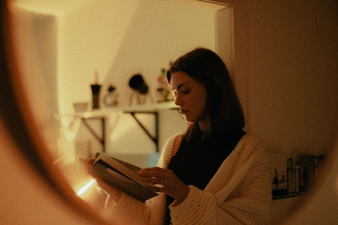 woman reading mystery book