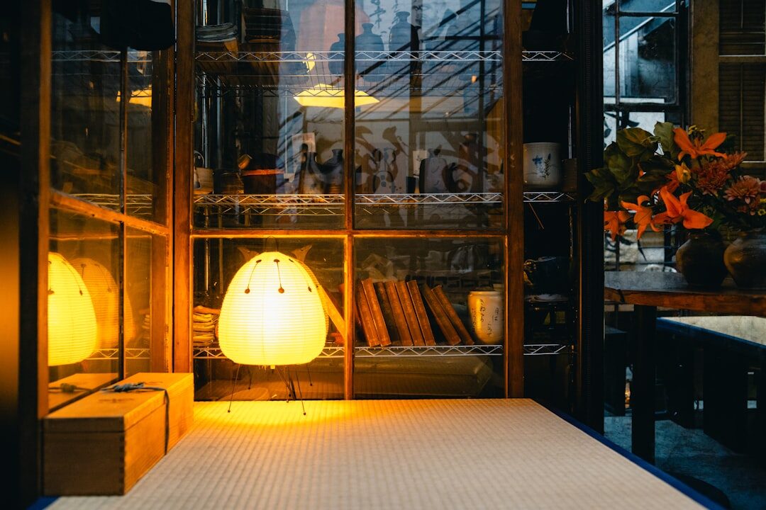 cozy reading nook at night
